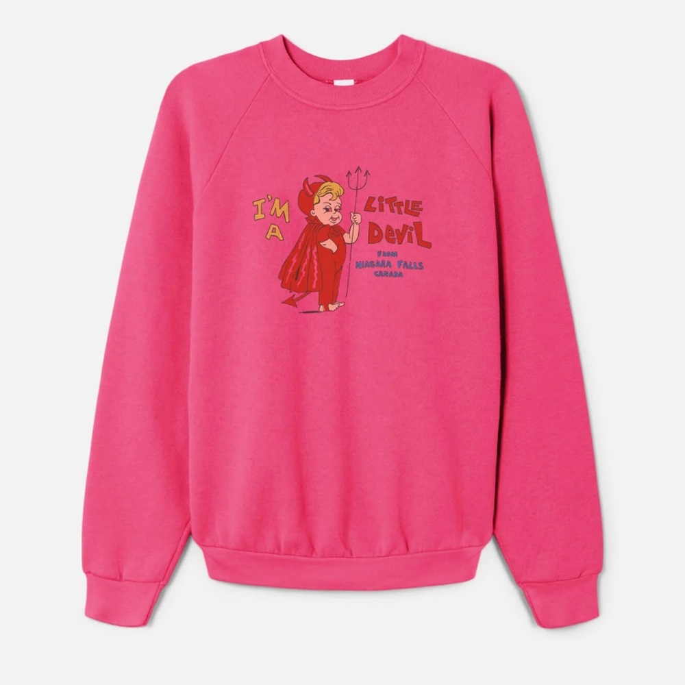Re/done little devil pink crewneck